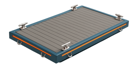 Floating docking station with reinforced steel frame and multiple mooring points