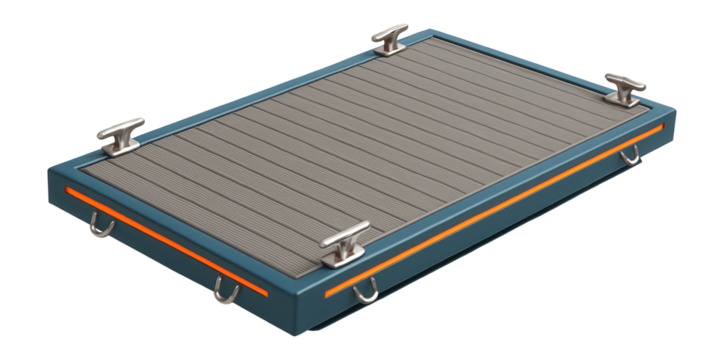 Floating docking station with reinforced steel frame and multiple mooring points