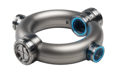 Ring-shaped habitat section with visible airlock connectors