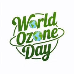 Fototapeta premium World Ozone Day Script Logo with Orbit and Globe Motif