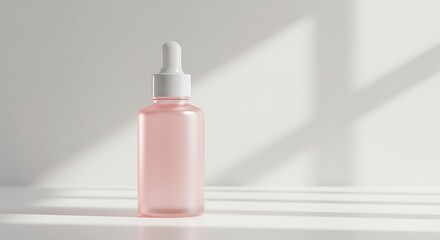 Rose Skinned Dropper Bottle with White Cap on Clean White Background