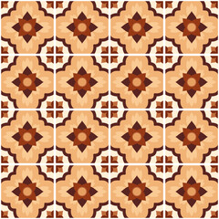 Brown and beige ornate quatrefoil seamless surface pattern design