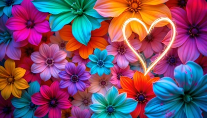 a vibrant wallpaper featuring an abundance of colorful flowers against a contrasting backdrop