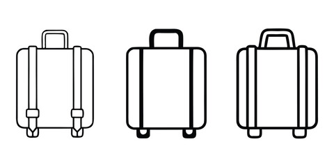 Doodle Travel Bag and Suitcase Silhouette Set Minimal Vector for Vacation and Tourism Design