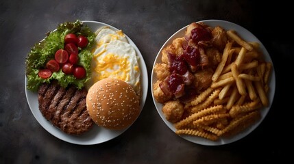 Healthy and Junk Food Plates A Visual Contrast
