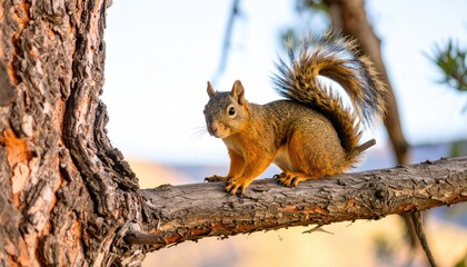 Fototapeta premium Squirrel on a branch in a forest