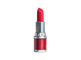 Fototapeta premium Classic red lipstick beauty cosmetic product isolated black background, Isolated On White, Transparent Background, Png