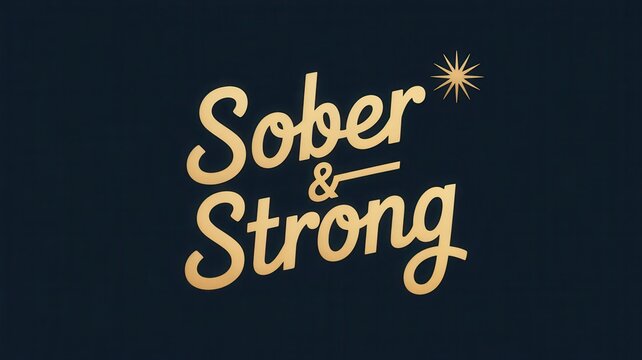 Minimalist greeting card design celebrating strength and sobriety with elegant typography and a bold star motif. National Sober Day