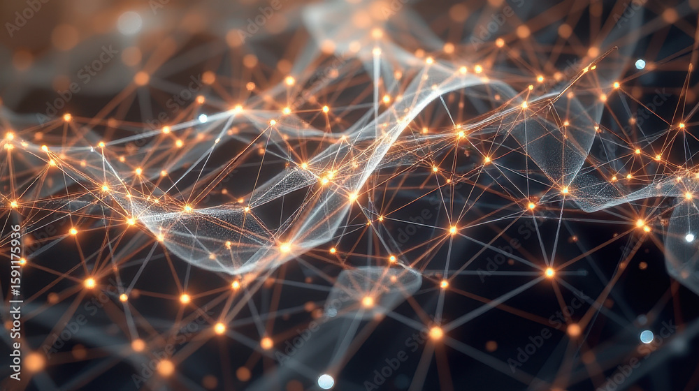 Fototapete dynamic network visualization digital space abstract art futuristic setting close-up view connectivi