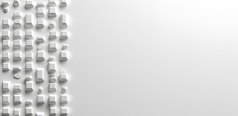 Fototapeta premium White geometric shapes abstract background with copy space image