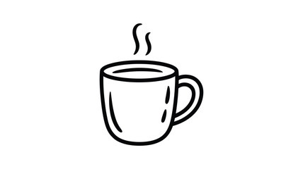 Simple line art illustration of a steaming cup of coffee