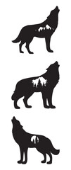 Wolf Silhouette Vector Set – Nature Landscape Designs Inside Howling Wolves