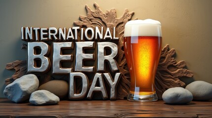 Celebrate international beer day global festivity drinks rustic setting close-up enjoyment of craft beer
