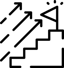 Modern Rounded Outline Goal Icon – Target with Arrow Line Icon for Productivity, Business Planning, and Self-Tracking