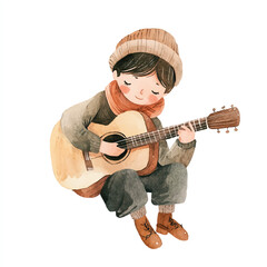 a cute man playing guitar