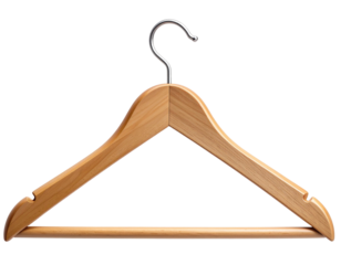  Wooden clothes hanger with non-slip grip isolated on transparent background PNG