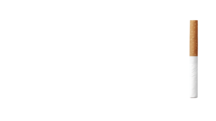 Cigarette isolated on transparent background represents health risks and smoking issues.