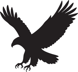 Vector Powerful Eagle Silhouette with Outstretched Wings and Extended Talons in Bold Graphic Style