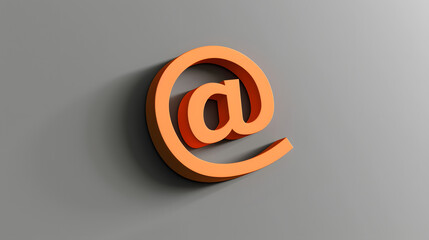 isometric 3d icon of an email at symbol orange