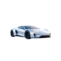 Sleek silver concept car with dynamic design on transparent background