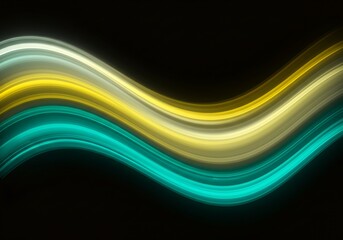 Obraz premium Abstract glowing lines in a digital style, with bright yellow and teal light forming a captivating pattern.