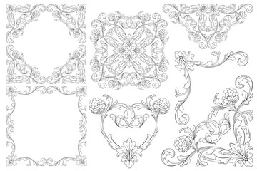 Frames And Borders Classical baroque vector of vintage element for design Decorative design element filigree calligraphy vector You can use for wedding decoration of greeting cardOR-1708-vol-136