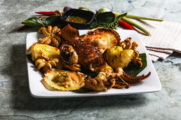 Asian grilled seafood mix plate