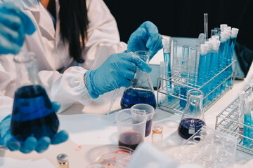 Modern Empty Science Laboratory With Microscopes, Test Tubes And Other Laboratory Equipments