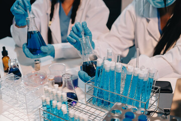 Modern Empty Science Laboratory With Microscopes, Test Tubes And Other Laboratory Equipments