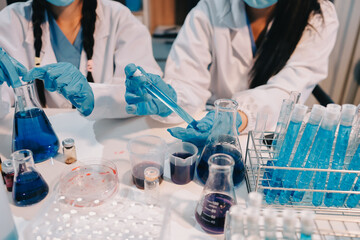 Modern Empty Science Laboratory With Microscopes, Test Tubes And Other Laboratory Equipments