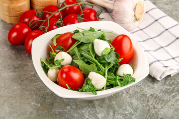Salad with mozzarella and arugula
