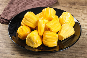 Raw ripe yellow jackfruit segment