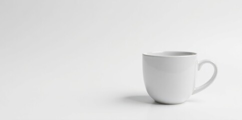 Simple white coffee cup on clean white background Minimalist aesthetic , art, visual, mug