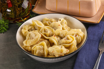 Russian homemade dumplings with meat