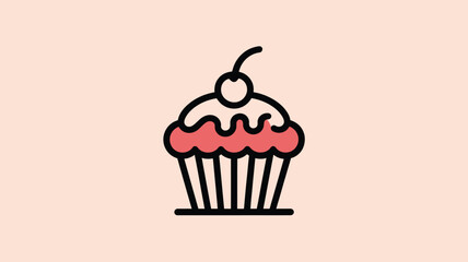 Delicious Cupcake Icon with Cherry on Top