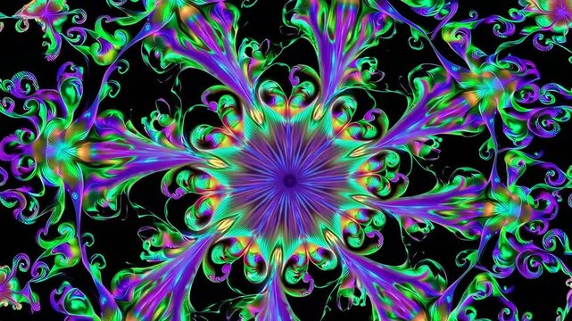 Infinite umbel arrays and spiral petal polygons with fluorescent moss-star filaments in a fractal polychrome lattice

