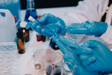 Modern Empty Science Laboratory With Microscopes, Test Tubes And Other Laboratory Equipments
