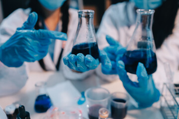 Modern Empty Science Laboratory With Microscopes, Test Tubes And Other Laboratory Equipments