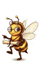 Fototapeta premium Professor Bee Mascot with Scroll – Ideal for Eco Education or Honey Packaging