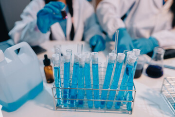 Modern Empty Science Laboratory With Microscopes, Test Tubes And Other Laboratory Equipments