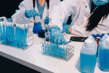 Modern Empty Science Laboratory With Microscopes, Test Tubes And Other Laboratory Equipments