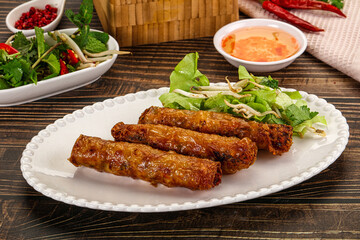 Fried Vietnamese spring roll with special sauce