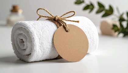 Label Tag on Rolled Towel