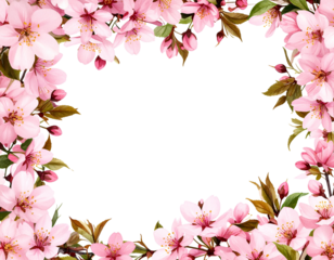 Vertical Invitation Card with Pink Watercolor Blossoms Framing the Corners, PNG Transparent Background.