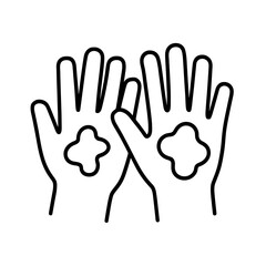 Obraz premium Unwashed hands outline icon representing poor hand hygiene