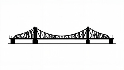 Obraz premium Black silhouette of a bridge in minimalist design 
