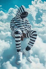 Urban Style with Striped Hoodie and Sneakers