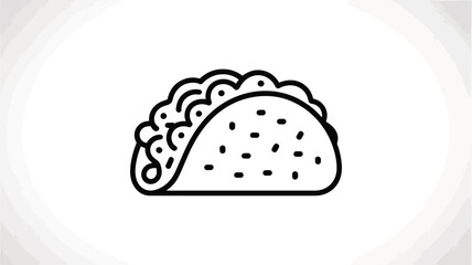 Simple Line Art Illustration of a Delicious Taco
