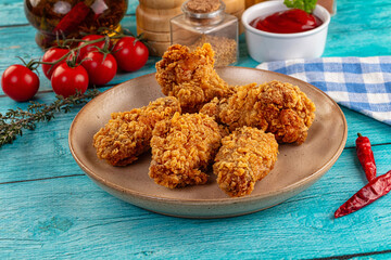 Golden crispy fried chicken wings