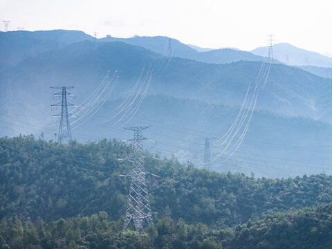 high voltage pylone on mountain